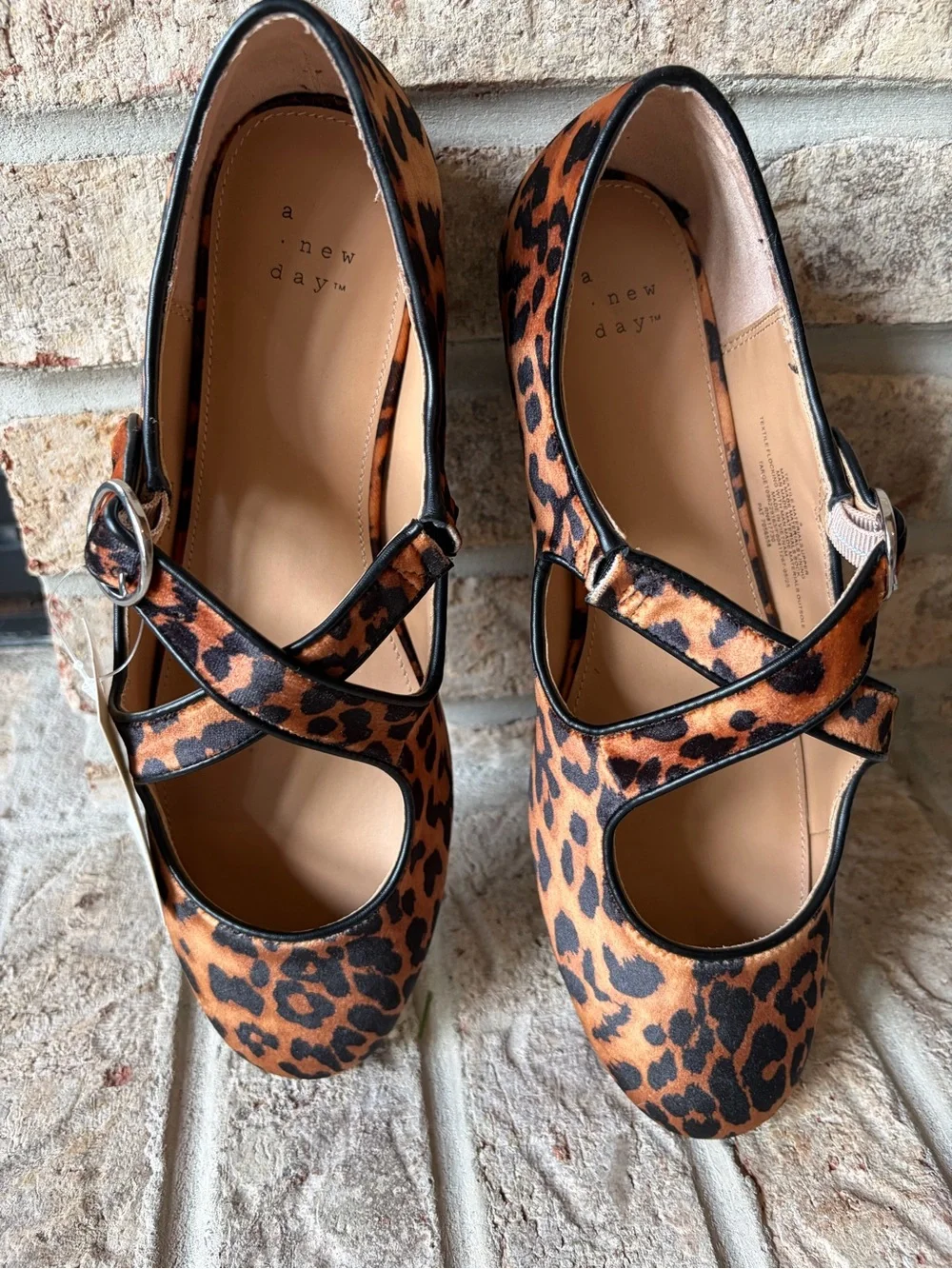 NWT Leopard Print Cross-Strap Mary Jane Flats Balletcore Indie Sleeze Shoes Sz 9